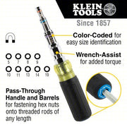 Klein Tools 32809MAGM 11 - in - 1 Pass - Through Magnetic Multi - Nut Driver, Metric - KVM Tools Inc.KV860A83