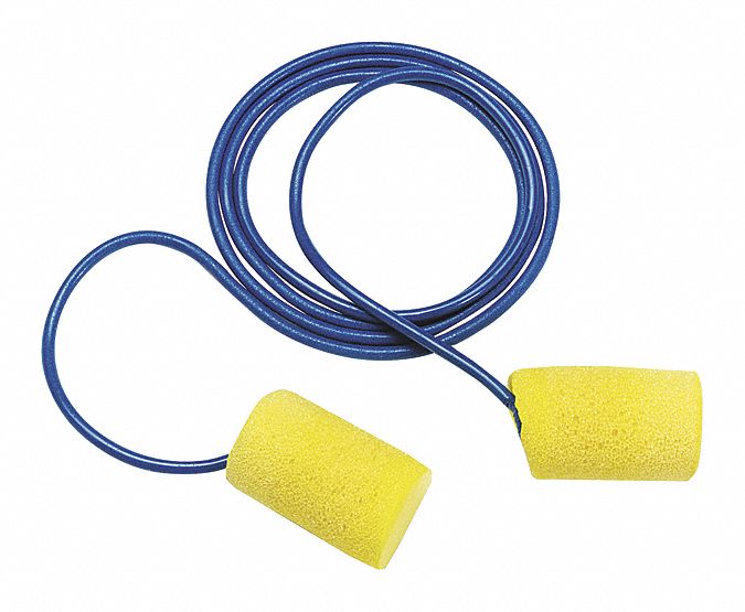 3M 3111101  E-A-R Classic Ear Plugs, Corded, Cylinder, 29 dB NRR, Yellow, PK200