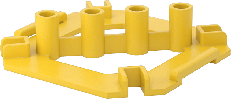 McMaster 3294T61 Base for No-Drill Railing, Galvanized Iron, Yellow, Accepts 4 Rails, OSHA Compliant