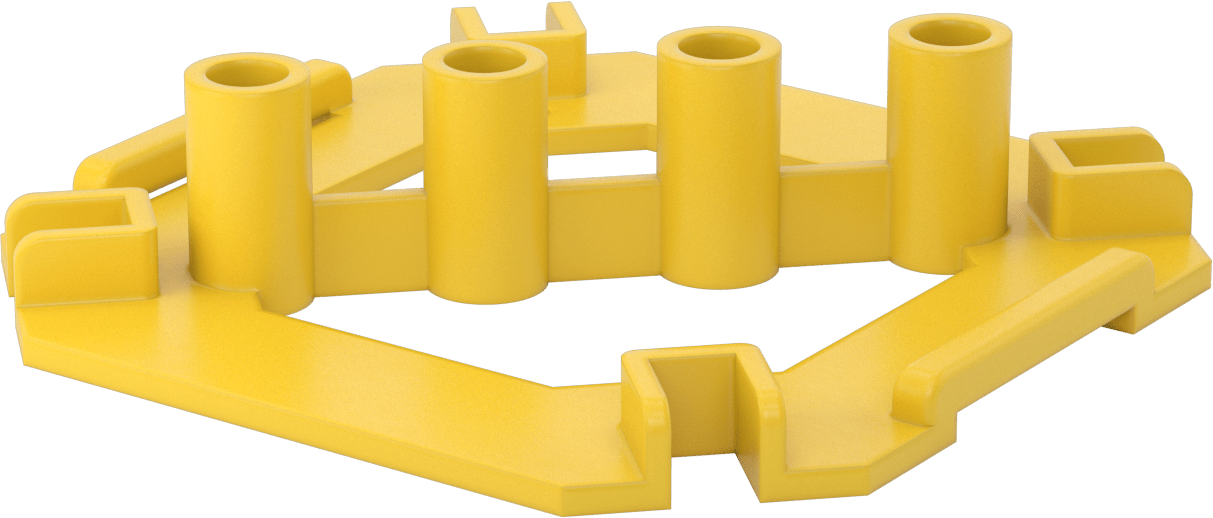 McMaster 3294T61 Base for No-Drill Railing, Galvanized Iron, Yellow, Accepts 4 Rails, OSHA Compliant