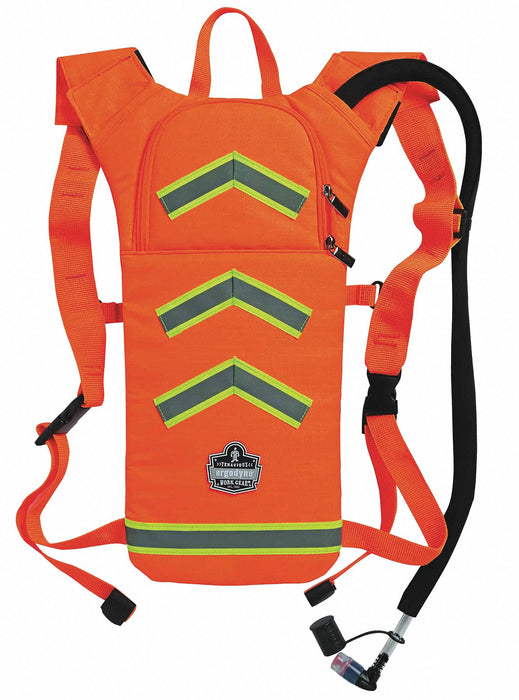 Ergodyne 5155HV Hydration Pack, Orange, 2 L Fluid Capacity, 17 1/8 in Overall Lg, Polyester