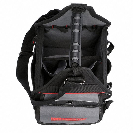 Westward 32PJ32 Tool Tote 8 1/2 in W x 8 1/2 in D x 16 in H, Black, Polyester, 12 Pockets, Polyester