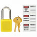 Master Lock 410YLW Lockout Padlock Keyed Different, Thermoplastic, Std Body Body Size, Metal, Yellow - KVM Tools Inc.KV4FG05