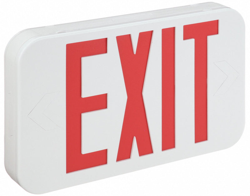 Compass CER Exit Sign, Emergency Battery Backup, LED, White, Red, 1 or 2 Faces, Ceiling/Wall, Nickel Cadmium