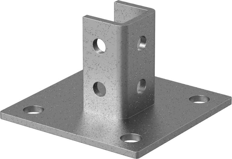 McMaster 33145T18 Strut Channel Floor Mount, for Standard Channel, Straight Post, Galvanized Steel, 6" Long × 6" Wide