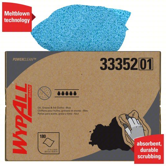 Kimberly Clark 33352 Dry Wipe Dispenser Box, WYPALL®, 180 Sheets, Meltblown, Blue - KVM Tools Inc.KV2VHX3