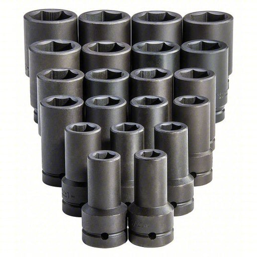 Proto J76121 Impact Socket Set 1 in Drive Size, 21 Pieces, 3/4 in to 2 in Socket Size Range, (21) 6 - Point - KVM Tools Inc.KV33HD85