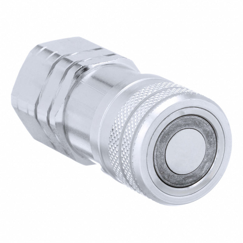 Hansen 12FFS50 Hydraulic Quick Connect Hose Coupling, Socket x Female NPT Threaded, Clear Chromate Steel
