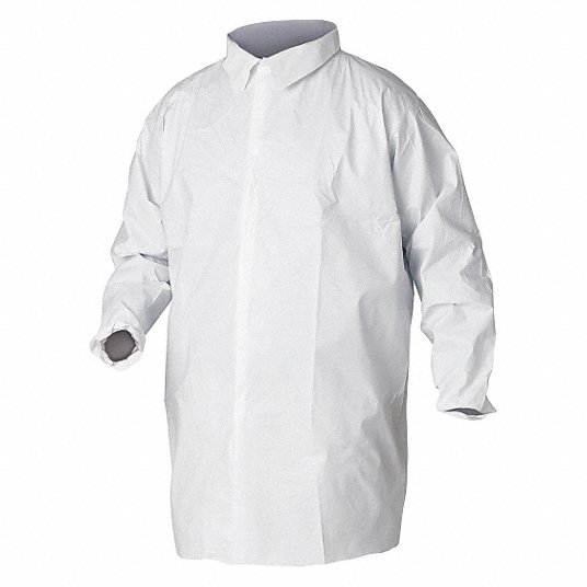 Kleenguard 44445 Disposable Lab Coat Microporous Film Laminate, Mandarin Collar, Snaps Closure, 0 Pockets PK30