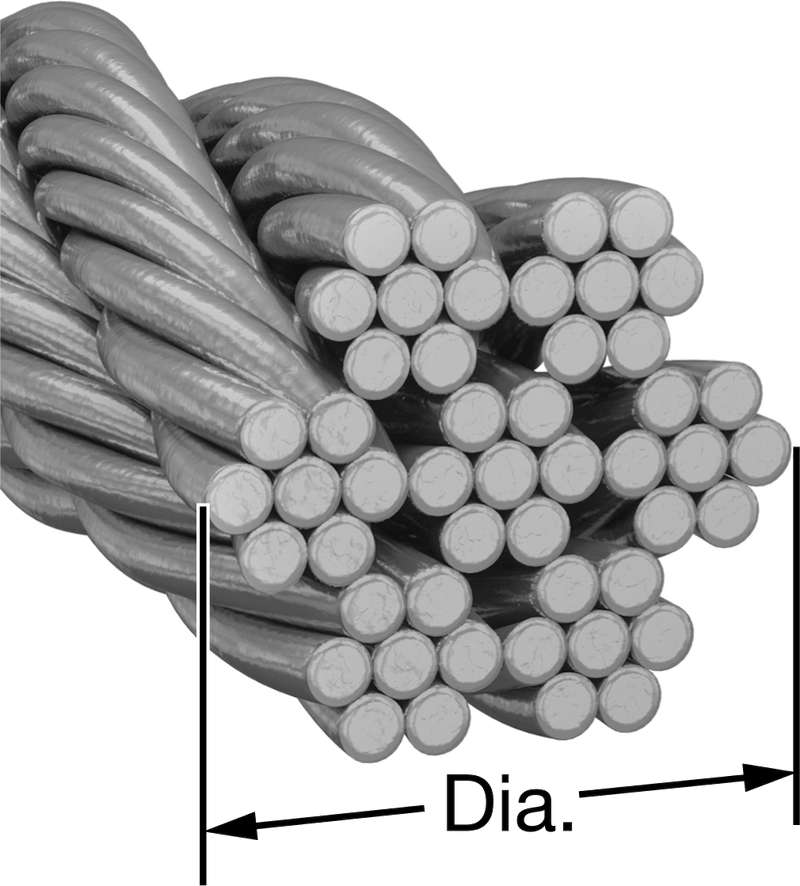 McMaster 3450T26 Galvanized Steel Wire Rope, 7 × 7 Strand Core, 3/32" Diameter, 150 lb Capacity, 100 ft Long