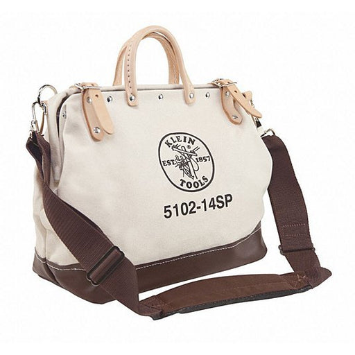 Klein 5102 - 14SP Tool Bag 14 in W x 6 in D x 12 in H, Brown, Canvas, 10 Pockets, 10 Inside Pockets - KVM Tools Inc.KV34E623