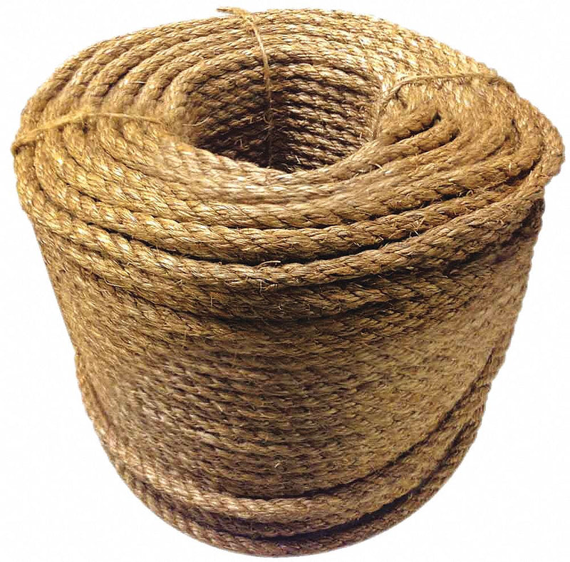 Approved Vendor 330080-NAT-01200-60013 General Purpose Utility Rope, Twisted, 1/4 in Dia, 105 lb Working Load Limit, Manila