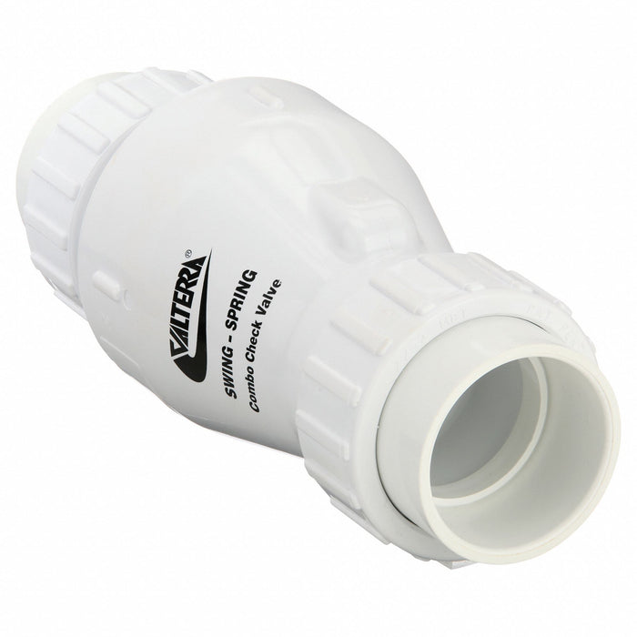 Valterra 200-U20 Check Valve, Swing, Inline Valve Body, 2 in Pipe Size, True Union Socket, PVC, Female, PVC