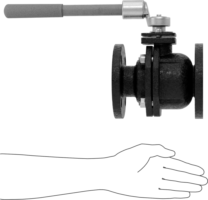 McMaster 3634K55 Flanged On/Off Ball Valve, Cast Iron Body, 2 Pipe Size, Lockable Lever Handle, 200 psi