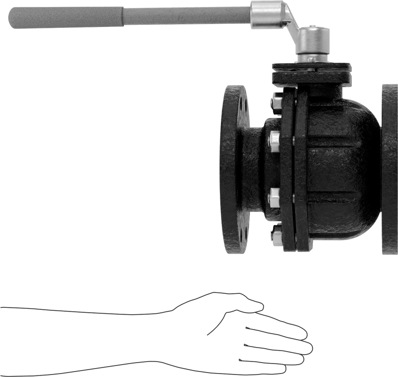 McMaster 3634K58 Flanged On/Off Ball Valve, Cast Iron Body, 4 Pipe Size, Lockable Lever Handle, 200 psi