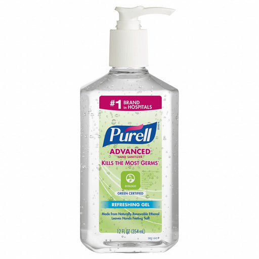 Purell 3691-12 Hand Sanitizer, Gel, Pump Bottle, 12 oz, Fragrance Free, E3 NSF Rating, Ethyl Alcohol