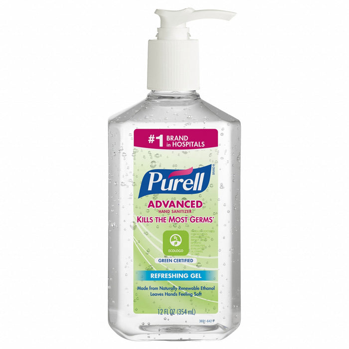 Purell 3691-12 Hand Sanitizer, Gel, Pump Bottle, 12 oz, Fragrance Free, E3 NSF Rating, Ethyl Alcohol