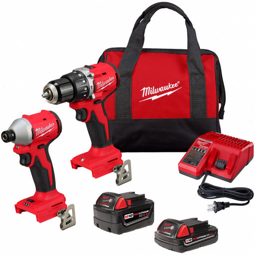 Milwaukee 3693-22CX Cordless Tool Combination Kit, 2 Tools, Hammer Drill/Impact Driver, 18 V DC Volt, M18™
