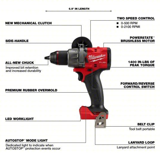 Milwaukee 2904 - 20 Cordless Hammer Drill 18V, Compact Premium, 1/2 in Chuck, Keyless, (1) Bare Tool - KVM Tools Inc.KV794JK6