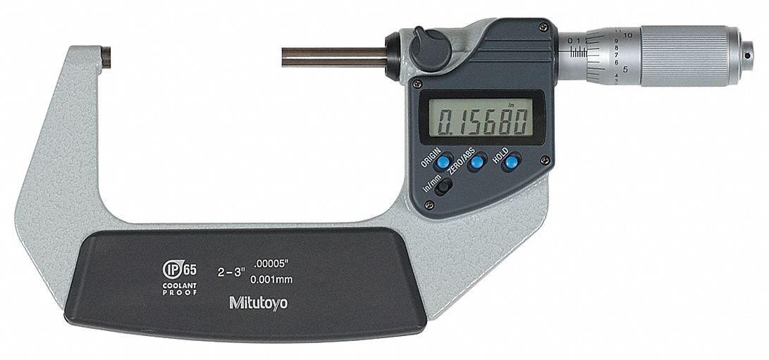 Mitutoyo 293-346-32CAL Digital Outside Micrometer, 2 in to 3 in /76.2 mm to 101.6 mm, Inch/Metric, IP65