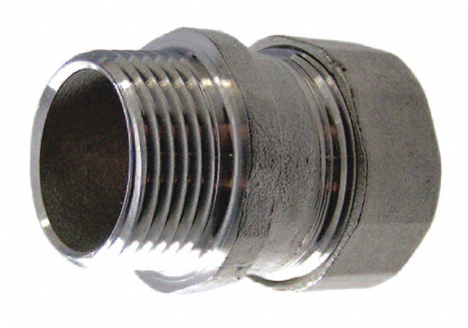 Calbrite S21000MC00 Compression Conduit Connector, 316 Stainless Steel, 1 in Trade Size, 1 7/8 in Overall Lg, Insulated