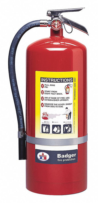 Badger B20M Fire Extinguisher, 20 lb Extinguisher Capacity, 6A:120B:C, Monoammonium Phosphate