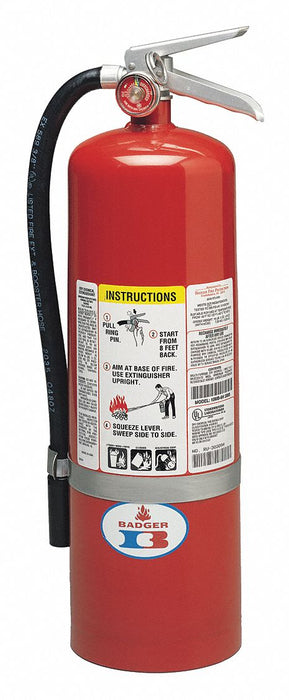 Badger 10-MB-8H Fire Extinguisher, 10 lb Extinguisher Capacity, 4A:80B:C, Monoammonium Phosphate