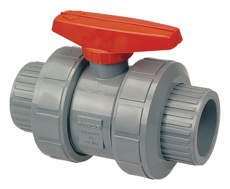 Chemtrol S51TB-V 3 Manual Two-Way Ball Valve, 3 in, CPVC, Socket x Socket, Full Port, Inline True Union, NSF 61