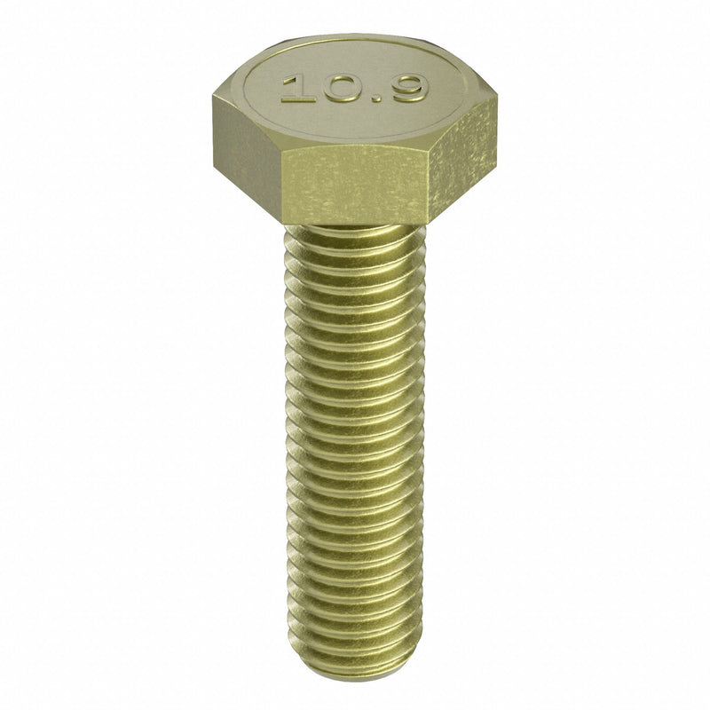 Approved Vendor M04114.160.0040 Hex Head Cap Screw, Steel, Class 10.9, Zinc Yellow, M16x2.00, Coarse, 40 mm lg, Metric, 25 PK