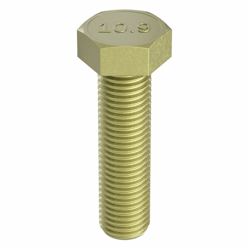 Approved Vendor M04114.200.0060 Hex Head Cap Screw, Steel, Class 10.9, Zinc Yellow, M20x2.50, Coarse, 60 mm lg, Metric, 10 PK