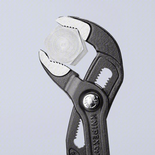 Knipex 87 02 250 SBA Water Pump Plier V, Push Button, 2 in Max Jaw Opening, 10 in Overall Lg, 25 Jaw Positions, Serrated - KVM Tools Inc.KV2DYY6