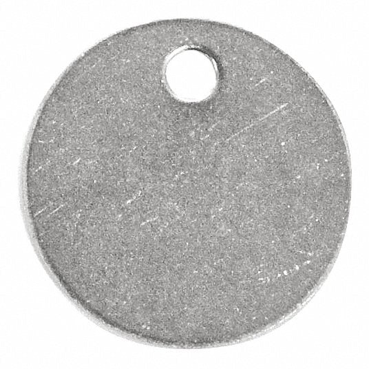 KVM Tools 41821 Blank Tag Aluminum, 1 in Dia, Silver, 0.04 in Thick, Round, 1 in x 1 in, 100 PK - KVM Tools Inc.KV456Y59