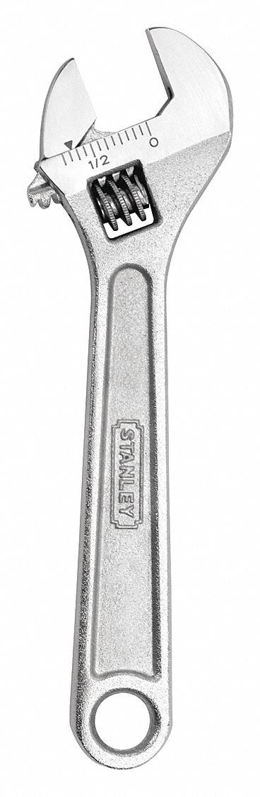 Stanley 87-471 Adj. Wrench, Steel, Chrome, 10"