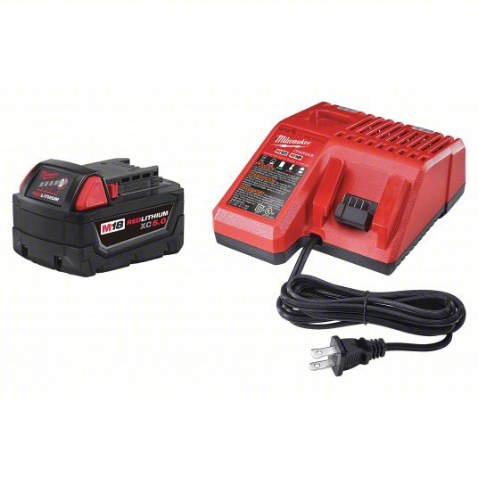 Milwaukee 48 - 59 - 1850 Battery & Charger Kit M18™, Li - ion, 5 Ah, XC, 18 V - KVM Tools Inc.KV38XH99