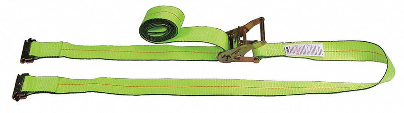 Lift-All TE60808 E-Track Ratchet Tie Down Strap, 2 in W x 12 ft L, Cut-Resistant Edges, Hi-Vis Green Polyester, 1,000 lb WLL