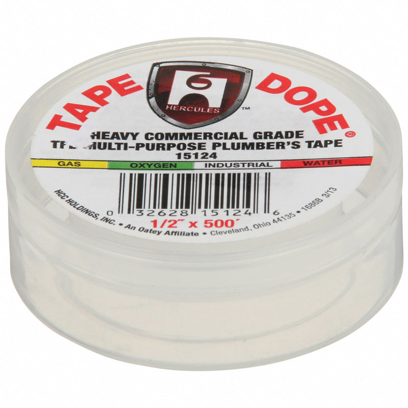 Hercules 15124 Tape Dope Extra HD PTFE Thread Sealant Tape, 1/2 in x 41 ft, White, General Purpose