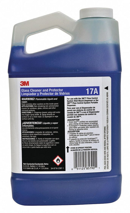 3M Glass Cleaner and Protector: 17A, Flow Control, 0.5 gal, Apple