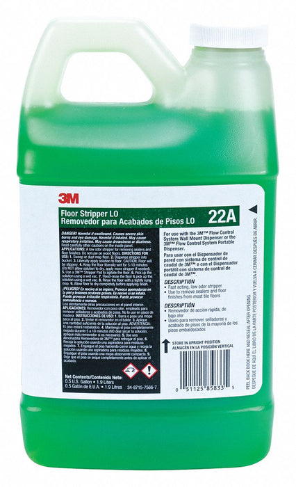 3M Floor Stripper: 22A, Flow Control, 0.5 gal, Unscented