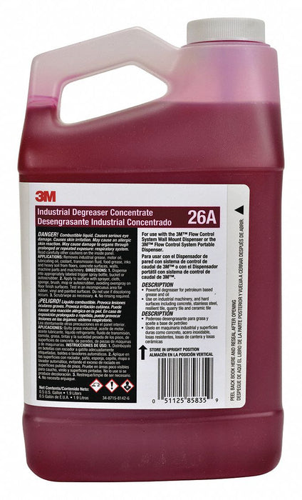 3M 26A Industrial Degreaser, For Flow Control Dispenser Series, 0.5 gal, Unscented