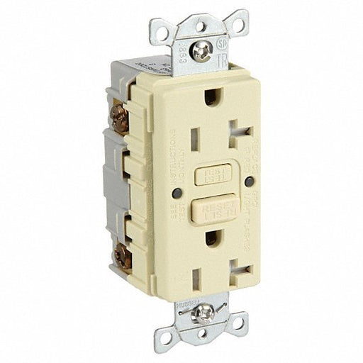 Hubbell GFRTW20I GFCI Receptacle Duplex, Ivory, 5 - 20R, 20 A, 125V AC, 2 Pole / 3 Wire, Screw Terminals - KVM Tools Inc.KV39EA82