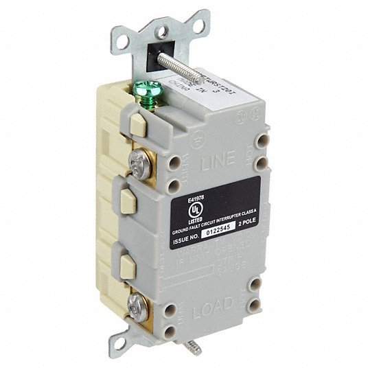 Hubbell GFRTW20I GFCI Receptacle Duplex, Ivory, 5 - 20R, 20 A, 125V AC, 2 Pole / 3 Wire, Screw Terminals - KVM Tools Inc.KV39EA82