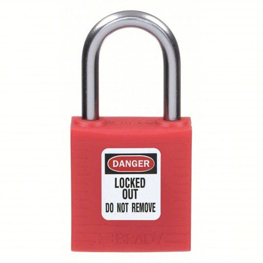 Brady 143150 Lockout Padlock Keyed Different, Nylon, Aluminum, Std, Red, 1 Pack Size, Plastic - KVM Tools Inc.KV39N179