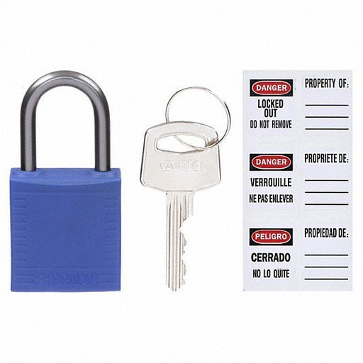 Brady 143156 Lockout Padlock Keyed Different, Nylon, Compact Body Body Size, Aluminum, Std, Blue, Plastic - KVM Tools Inc.KV39N180