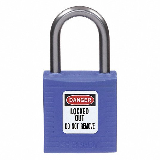 Brady 143156 Lockout Padlock Keyed Different, Nylon, Compact Body Body Size, Aluminum, Std, Blue, Plastic - KVM Tools Inc.KV39N180