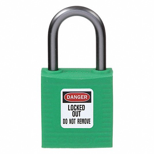 Brady 143152 Lockout Padlock Keyed Different, Nylon, Compact Body Body Size, Aluminum, Std, Green, Plastic - KVM Tools Inc.KV39N182