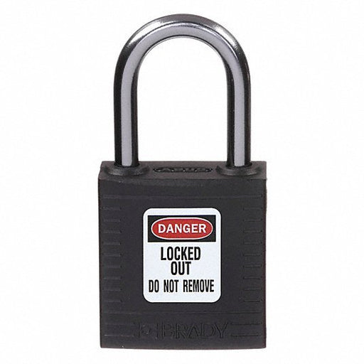 Brady 143166 Lockout Padlock Keyed Different, Nylon, Compact Body Body Size, Aluminum, Std, Black, Plastic - KVM Tools Inc.KV39N184