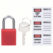 Brady 143150 Lockout Padlock Keyed Different, Nylon, Aluminum, Std, Red, 1 Pack Size, Plastic - KVM Tools Inc.KV39N179
