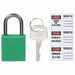 Brady 143152 Lockout Padlock Keyed Different, Nylon, Compact Body Body Size, Aluminum, Std, Green, Plastic - KVM Tools Inc.KV39N182
