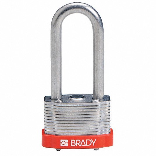 Brady 118978 Keyed Padlock Keyed Alike, Steel, Std Body Body Size, Hardened Steel, Extended, Red - KVM Tools Inc.KV39N329