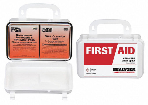 Approved Vendor 54503 Bloodborne Pathogen Kit, (2) Disposable Bag/(2) Ties, White, Bag